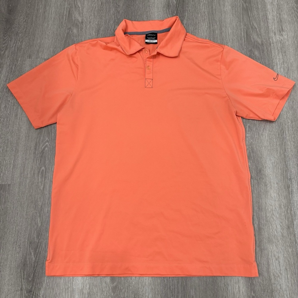 Nike Golf Dri-FIT Polo Shirt Men's Large Coral Orange Performance Moisture Wick